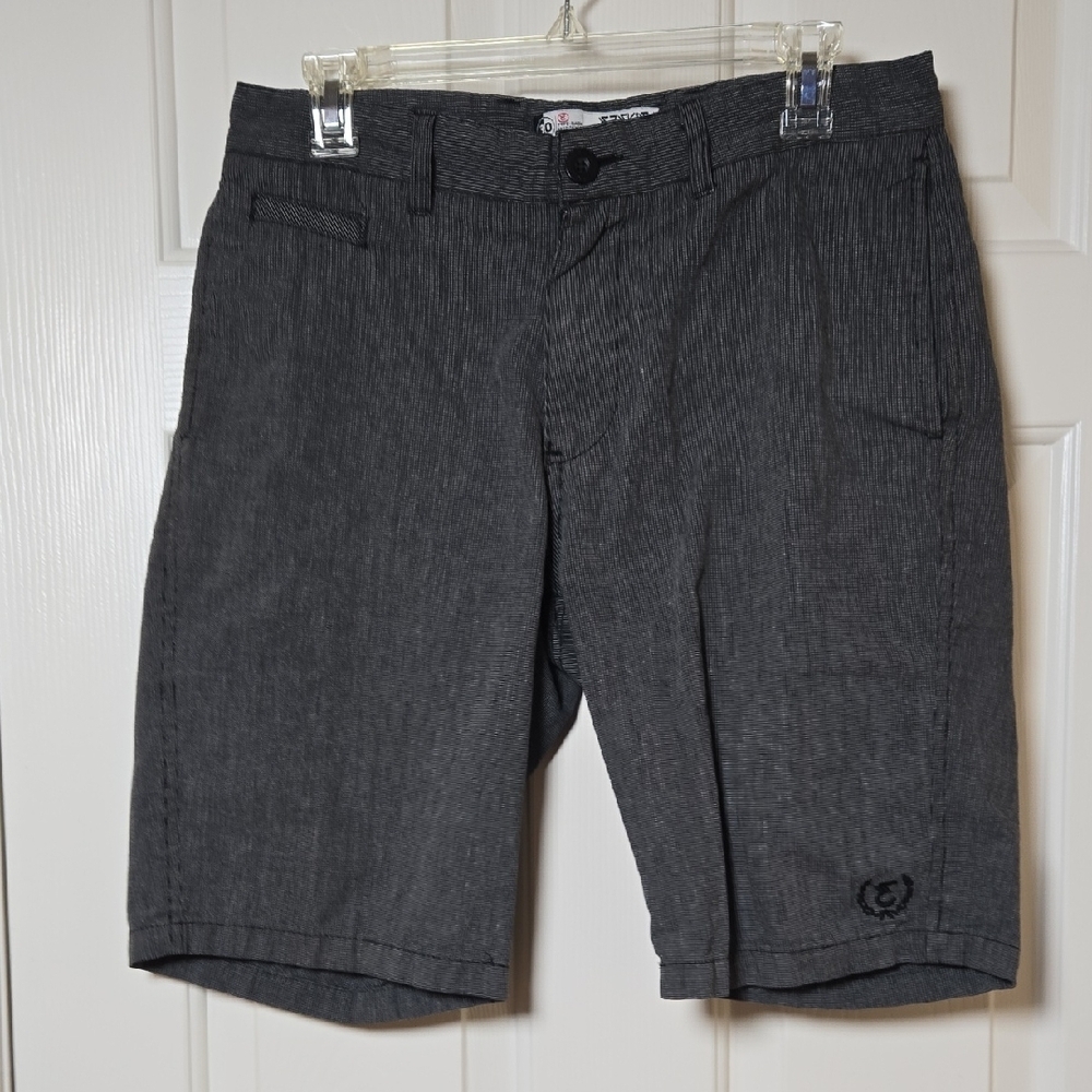 Ezekiel 30/20 Black & Gray Flat Front Shorts Classic Design Mod Retro Unisex Emo